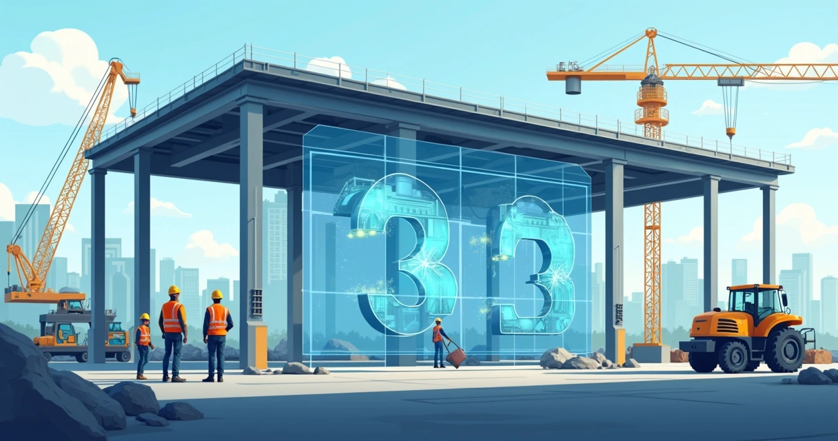 Ilustração corporativa de estrutura metálica personalizada com design moderno e elementos tecnológicos